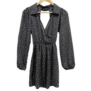 Max + Ash S Black Floral Wrap Dress Goth Whimsigoth Mini